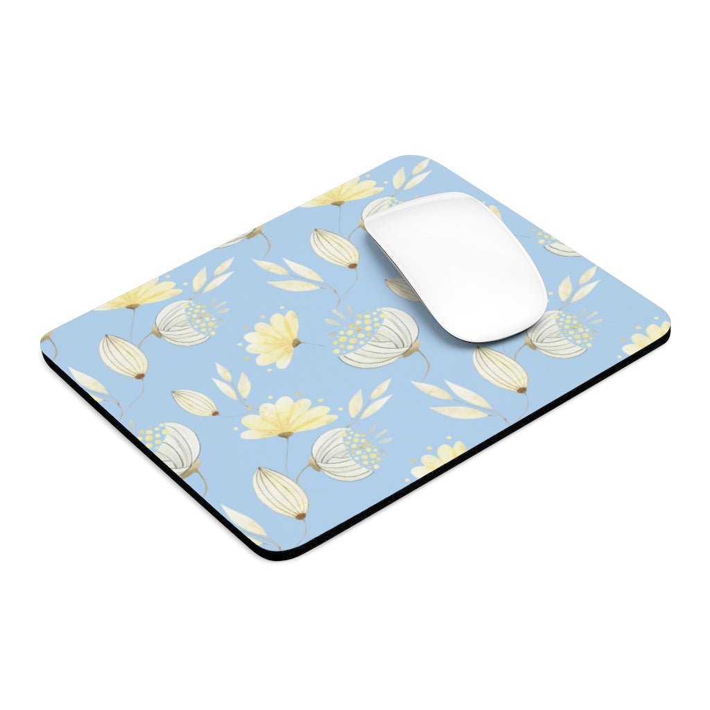 Yellow Flowers Mouse Pad - Puffin Lime