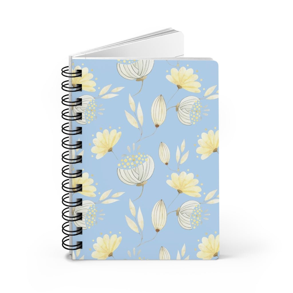 Yellow Flowers Spiral Bound Journal - Puffin Lime