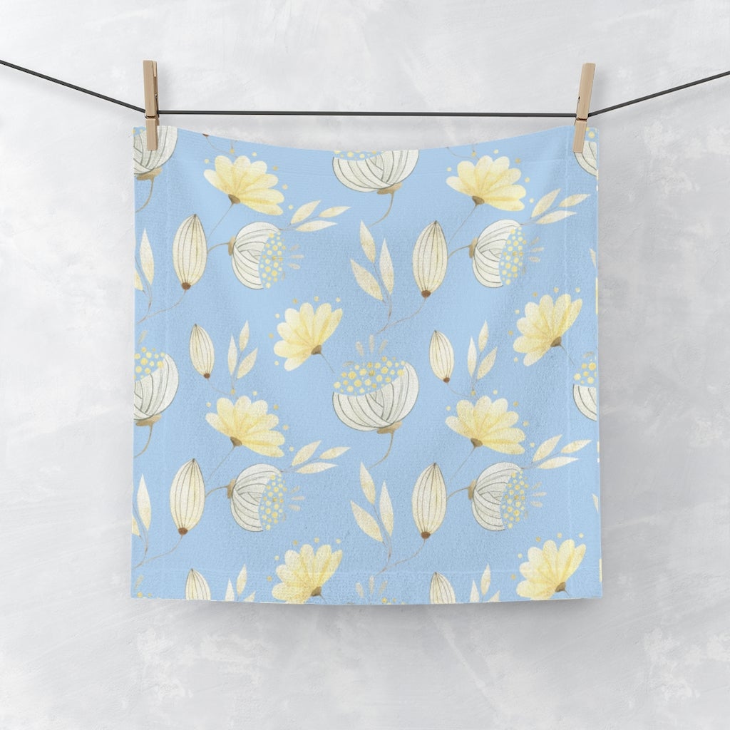 Yellow Flowers Wash Cloth - Puffin Lime