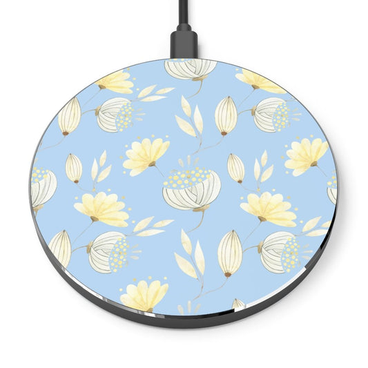 Yellow Flowers Wireless Charger - Puffin Lime